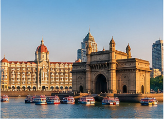 Gateway of India and nearby buildings in Mumbai
